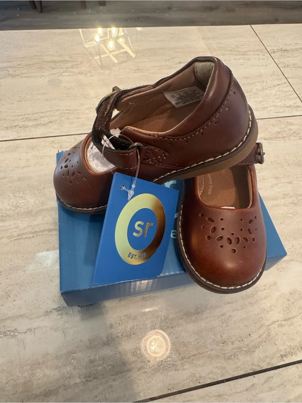 Stride Rite Girls Brown Leather Mary Jane with Buckle
